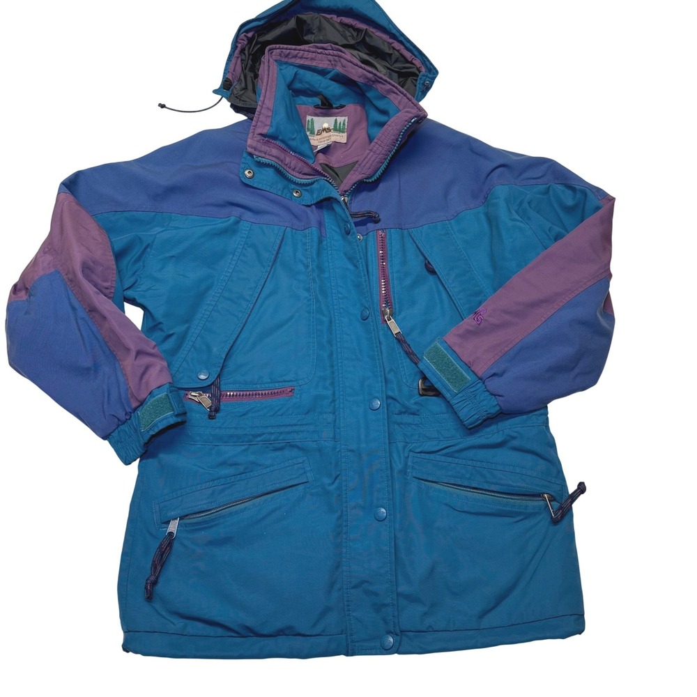 Vintage Eastern Mountain Sports Colorblock Hooded Jacket Women's Small outdoors